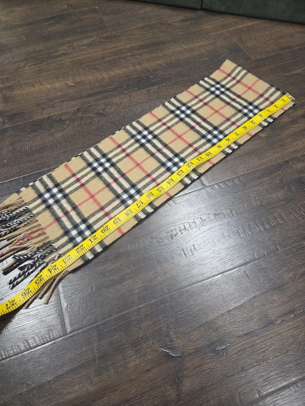 Authentic Burberry London 100% Cashmere Classic Nova Check Fringe Scarf Made in